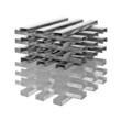 Stacks of staples on a reflective surface