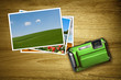 green camera with photos