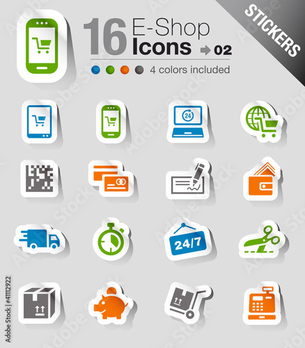Vektor: Stickers - Shopping icons Stickers - Shopping icons