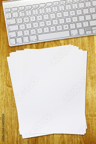 Photo: blank paper and keyboard blank paper and keyboard