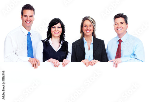 Photo: Group of business people with banner. Group of business people with banner.