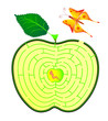Apple maze. caterpillar and butterfly. concept