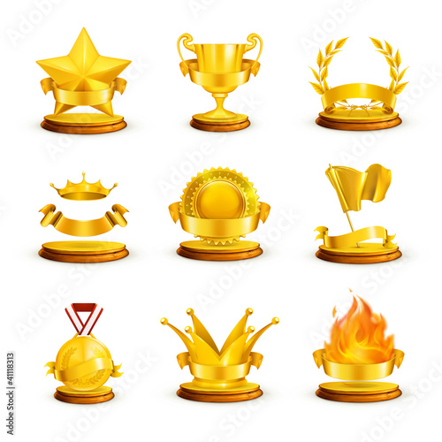 Vector: Gold awards, vector set Gold awards, vector set