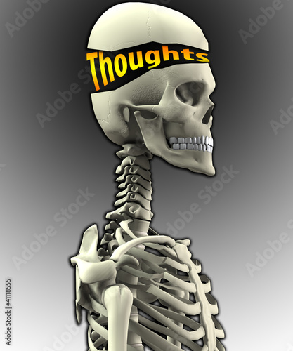 Illustration: Skeleton With Open Thoughts Skeleton With Open Thoughts
