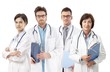 Group portrait of doctors on white background