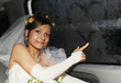Bride in car