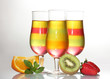 fruit jelly in glasses and fruits isolated on white fruit jelly in glasses and fruits isolated on white