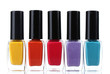 Group of bright nail polishes isolated on white Group of bright nail polishes isolated on white