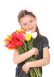 Portrait of beautiful little girl with tulips Portrait of beautiful little girl with tulips