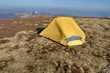 Dawn in the mountains and yellow tent Dawn in the mountains and yellow tent