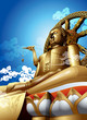 Statue of Big buddha in thailand on blue sky. Statue of Big buddha in thailand on blue sky.