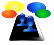Tablet with persons communicating Tablet with persons communicating