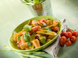 pasta with tomatoes and flat green beans,healthy food