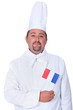 Kitchen chef holding French flag Kitchen chef holding French flag