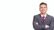 Executive businessman presenting a copy space.