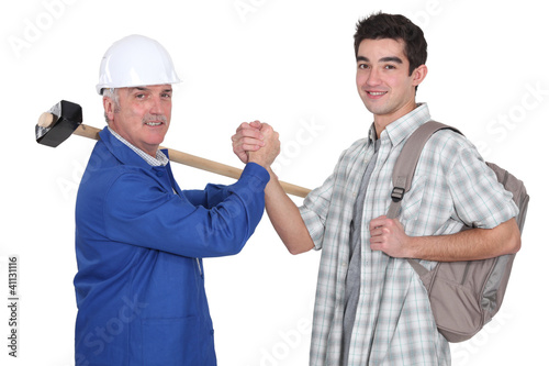 Photo: Old and young student worker Old and young student worker
