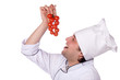 Cook man has cherry tomatoes