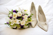 wedding shoes and flowers