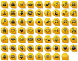Glänzende gelb schwarze icons, buttons Sammlung