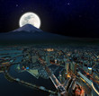 Foto: surreal night view of Yokohama city , Japan, retouch image surreal night view of Yokohama city , Japan, retouch image