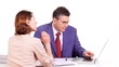 Accountant businessman and a client woman.