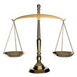 Silver scales of justice isolated on white background.