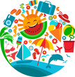 summer vacation; template of summer icons, illustration summer vacation; template of summer icons, illustration