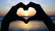 Seascape with symbol-heart in the foreground. Seascape with symbol-heart in the foreground.