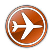 Orange Glossy Button "Airport / Airplane"