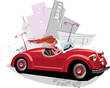 woman in the red auto