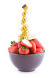 Strawberries in a grey bowl
