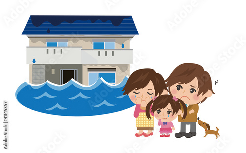 Illustration: 水害にあう家 水害にあう家