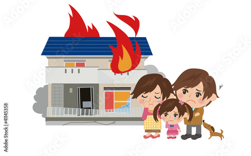 Illustration: 火事にあう家 火事にあう家