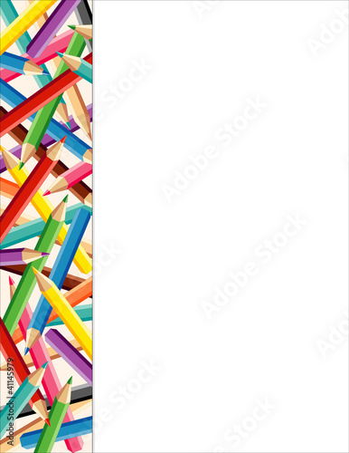 Vector: Colored Pencils Side Frame, copy space, posters, albums, school Colored Pencils Side Frame, copy space, posters, albums, school