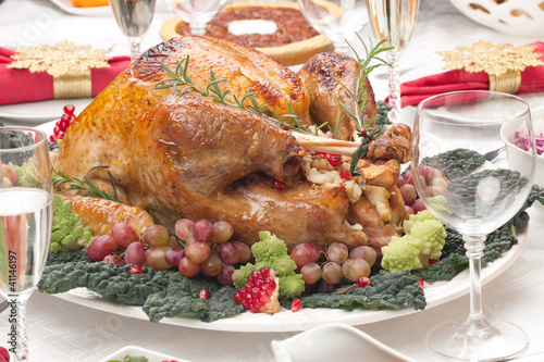 Photo: Roasted Turkey and Christmas Tree Roasted Turkey and Christmas Tree
