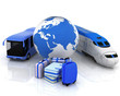 traffic resources with a globe and suitcases traffic resources with a globe and suitcases