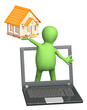 Puppet with laptop and house Puppet with laptop and house