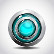 Modern 3d blue color glossy ball with metal frame ring Modern 3d blue color glossy ball with metal frame ring