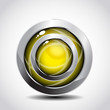 3d glossy yellow shine button with chrome frame. 3d glossy yellow shine button with chrome frame.