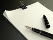 Blank note papers with fountain pen