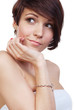 Photo: Beautiful teenage girl is thinking and looking up. Beautiful teenage girl is thinking and looking up.