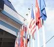 Flags near international business center Flags near international business center
