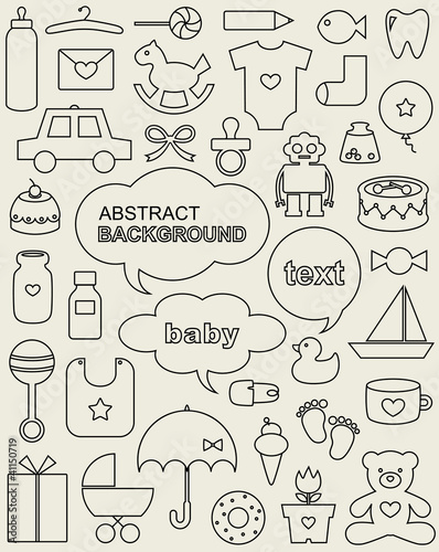 Vector: Set of beautiful baby icons Set of beautiful baby icons