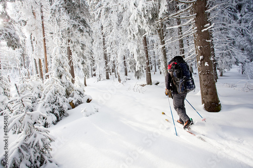 Photo: Hiker skiing in winter in mountains Hiker skiing in winter in mountains