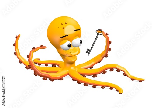 Illustration: 3d render of octopus character 3d render of octopus character