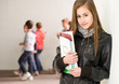 Attractive fresh young brunette student girl.