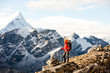 Hiker in Himalaya mountains