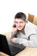 teenager with notebook and phone teenager with notebook and phone
