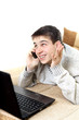 teenager with notebook and phone teenager with notebook and phone