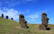 The Quarry on Easter Island with moais on the hill
